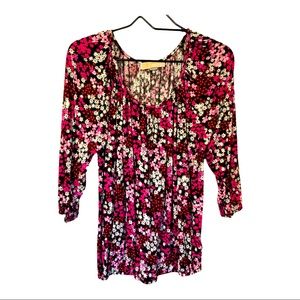 Michael Kors floral women’s top L 3/4 sleeve pink